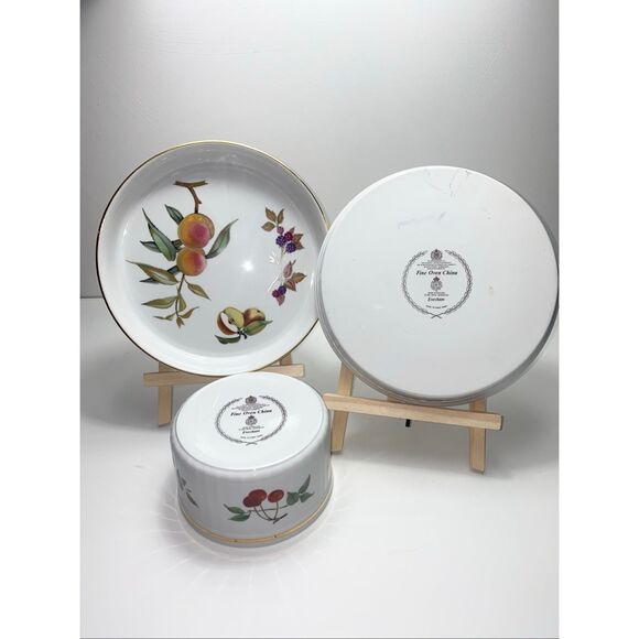 Royal Worcester Evesham Fine Oven China 3pc Bakeware Set England 1961 - Picture 2 of 3